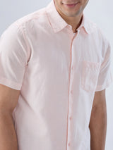 Men Shirt Solid Pink Regular Fit