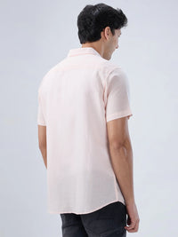 Men Shirt Solid Pink Regular Fit