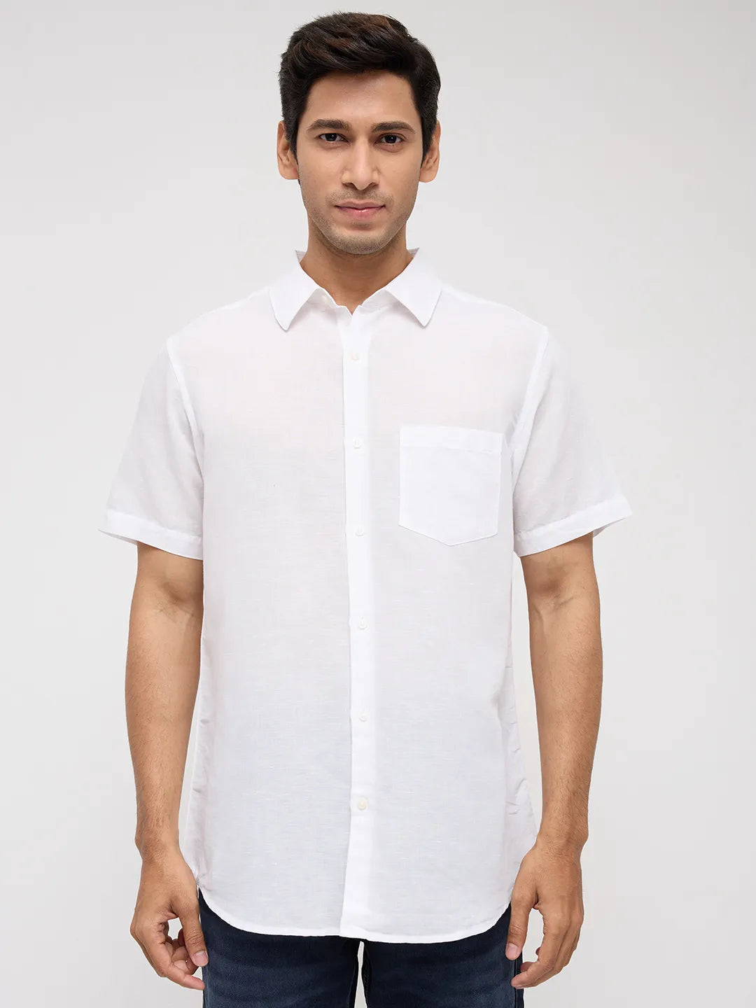 Men Shirt Solid White Regular Fit