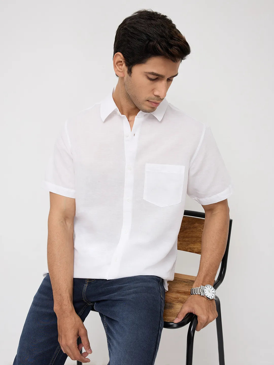 Men Shirt Solid White Regular Fit