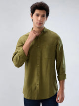 Men Shirt Solid Green Regular Fit