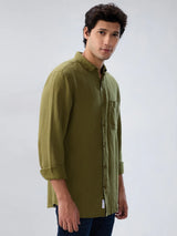 Men Shirt Solid Green Regular Fit