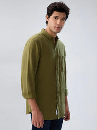 Men Shirt Solid Green Regular Fit