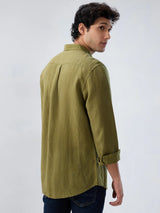 Men Shirt Solid Green Regular Fit