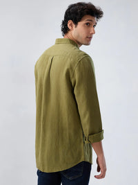 Men Shirt Solid Green Regular Fit