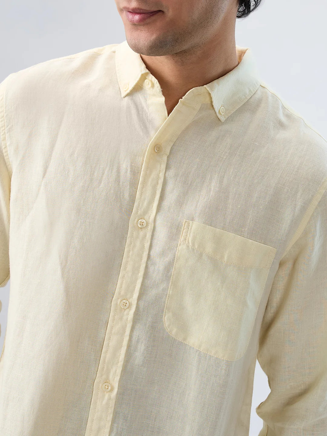 Men Shirt Solid Beige Regular Fit