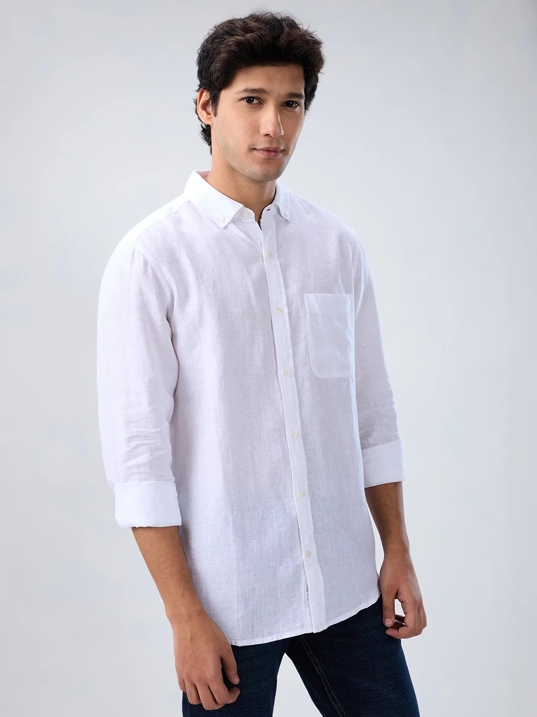 Men Shirt Solid White Regular Fit