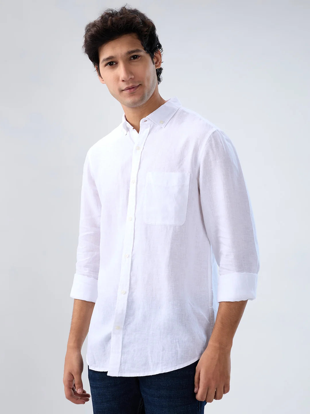 Men Shirt Solid White Regular Fit