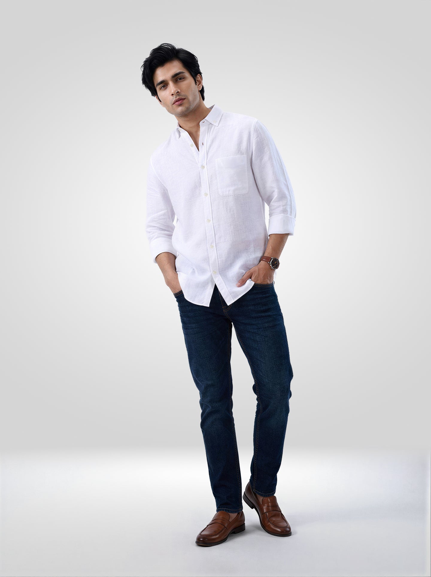 Men Shirt Solid White Regular Fit