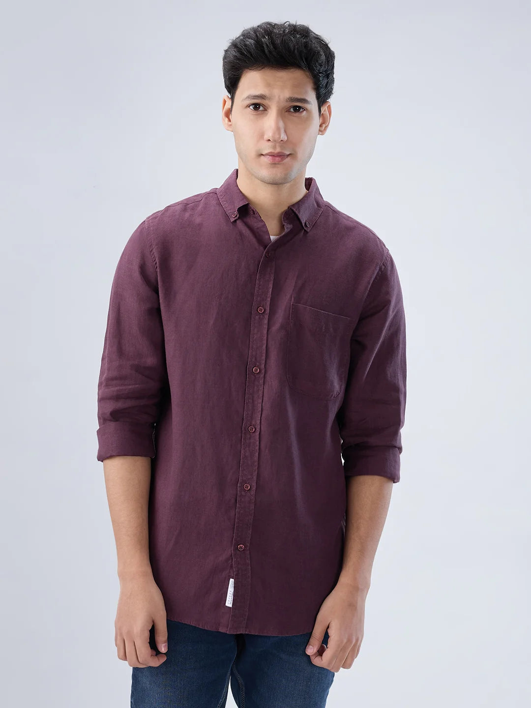 Men Shirt Solid Red Regular Fit