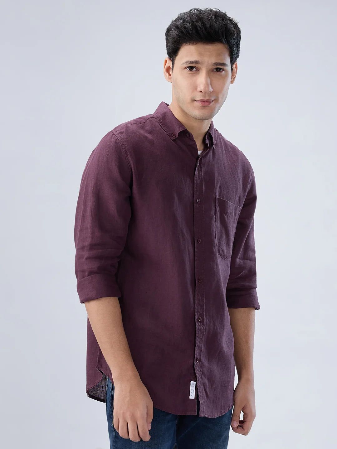 Men Shirt Solid Red Regular Fit