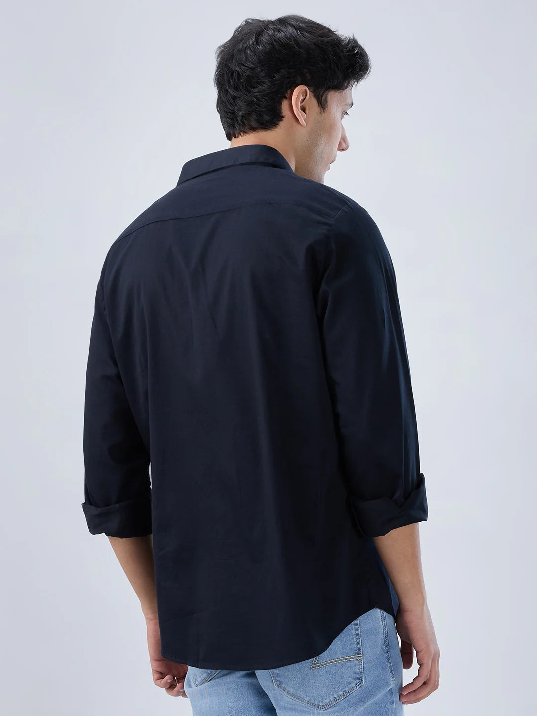 Men Shirt Solid Black Regular Fit
