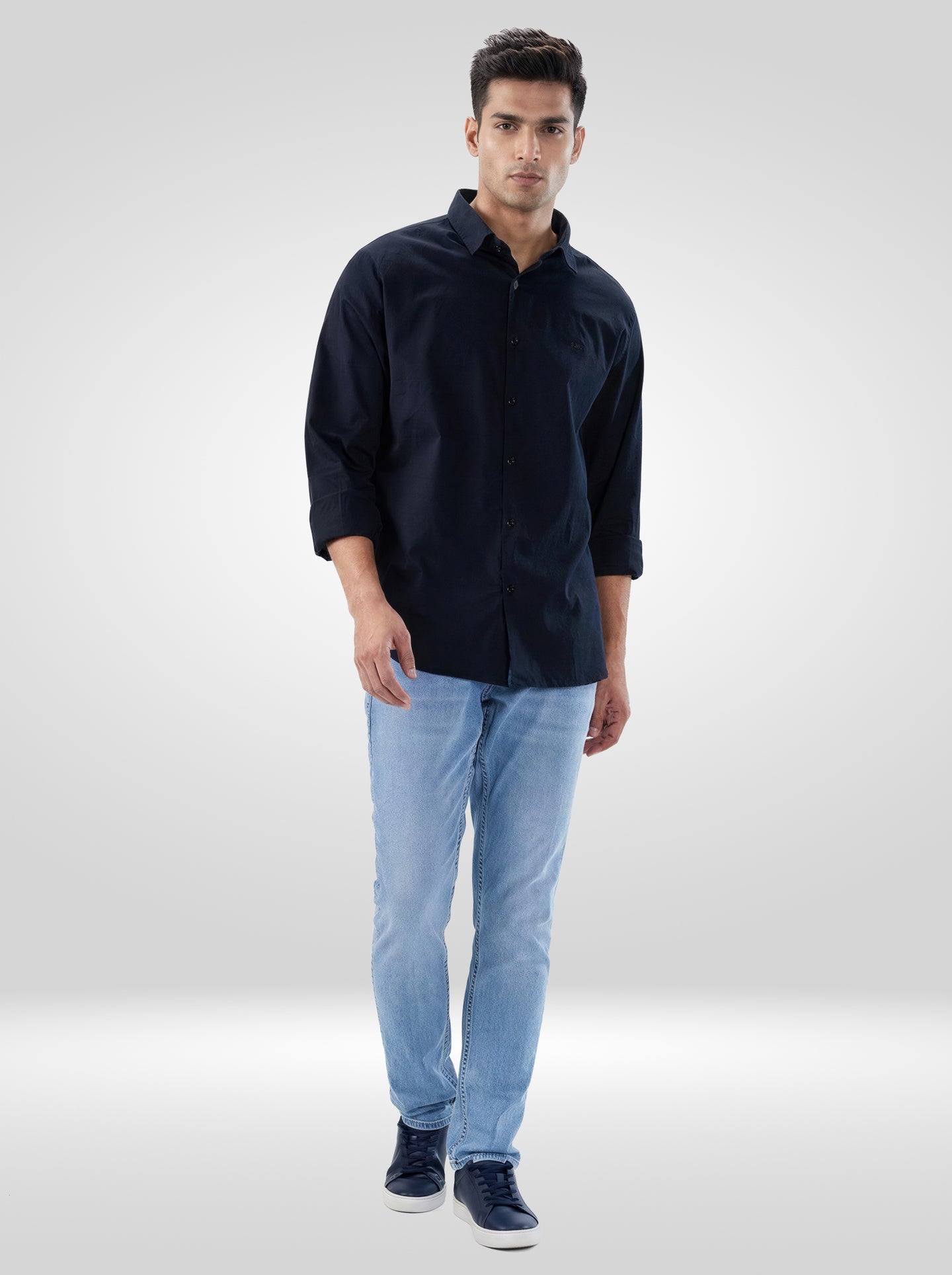 Men Shirt Solid Black Regular Fit