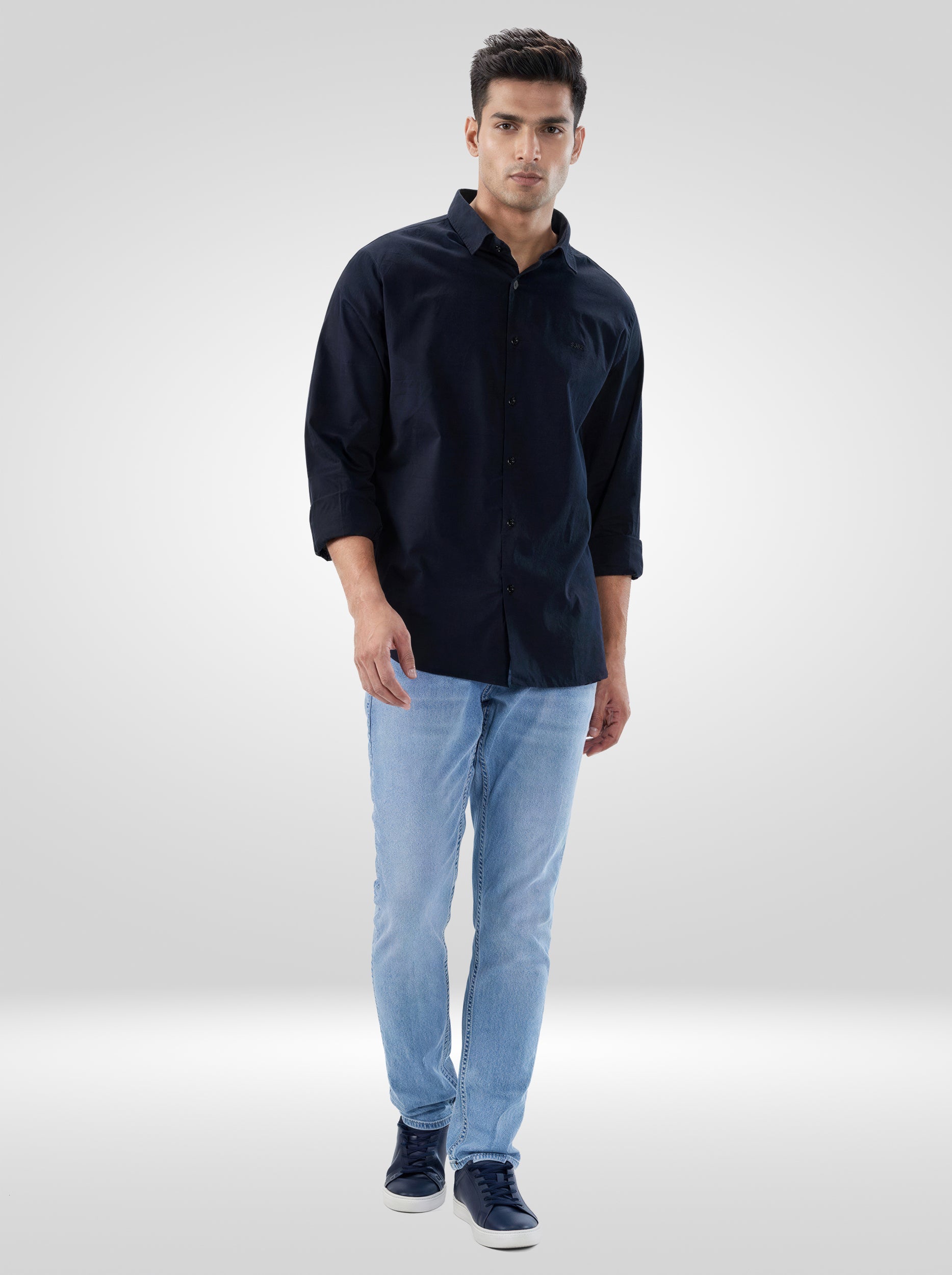 Men Shirt Solid Black Regular Fit