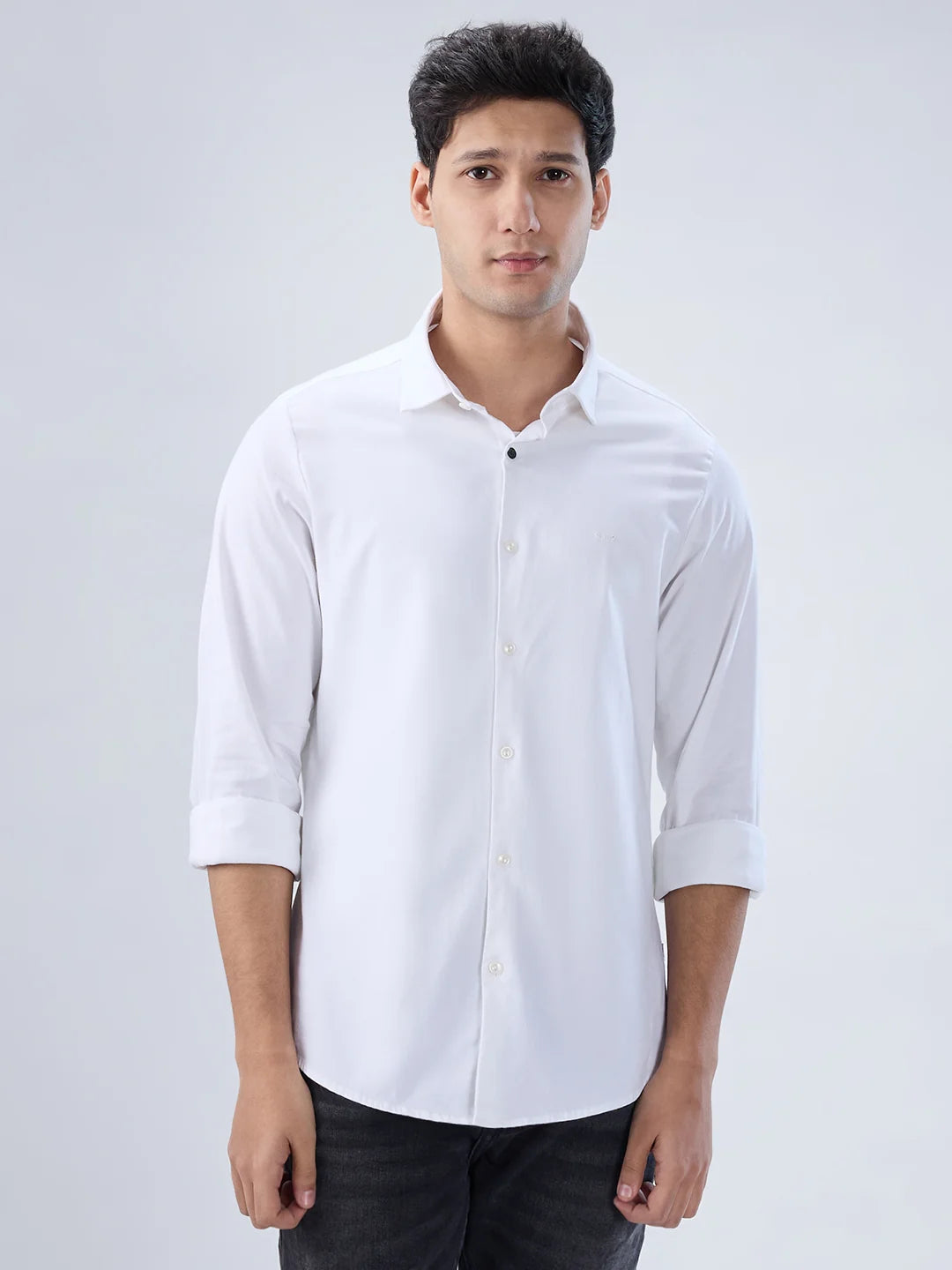 Men Shirt Solid White Regular Fit