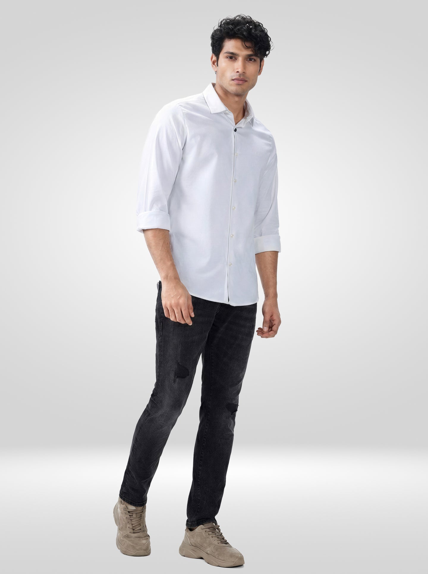 Men Shirt Solid White Regular Fit