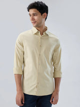 Men Shirt Solid Beige Regular Fit