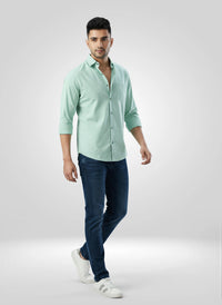 Men Shirt Solid Green Regular Fit