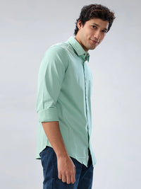 Men Shirt Solid Green Regular Fit