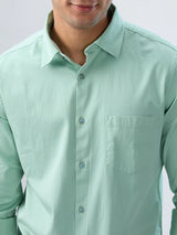Men Shirt Solid Green Regular Fit