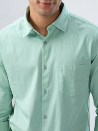 Men Shirt Solid Green Regular Fit
