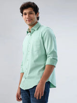 Men Shirt Solid Green Regular Fit