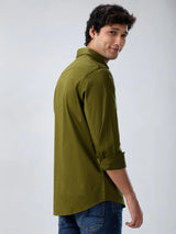 Men Shirt Solid Green Regular Fit