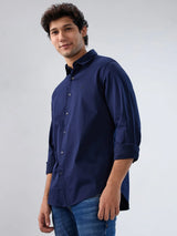 Men Shirt Solid Navy Blue Regular Fit
