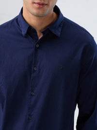 Men Shirt Solid Navy Blue Regular Fit