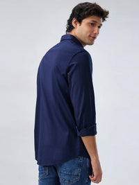 Men Shirt Solid Navy Blue Regular Fit