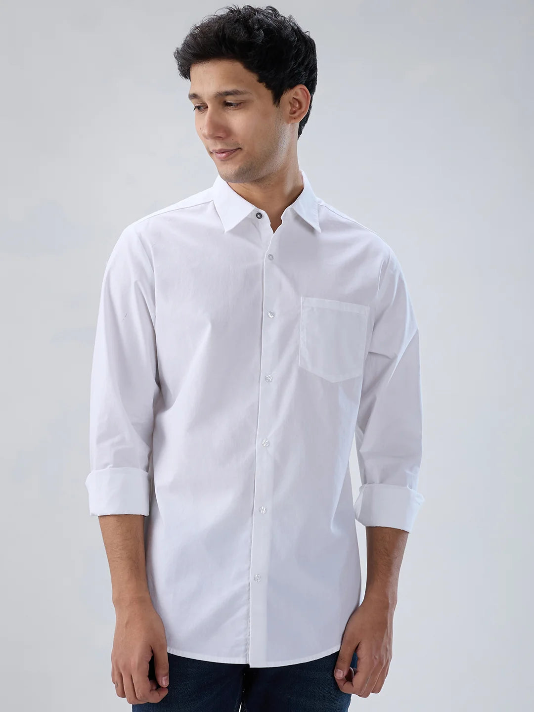 Men Shirt Solid White Regular Fit