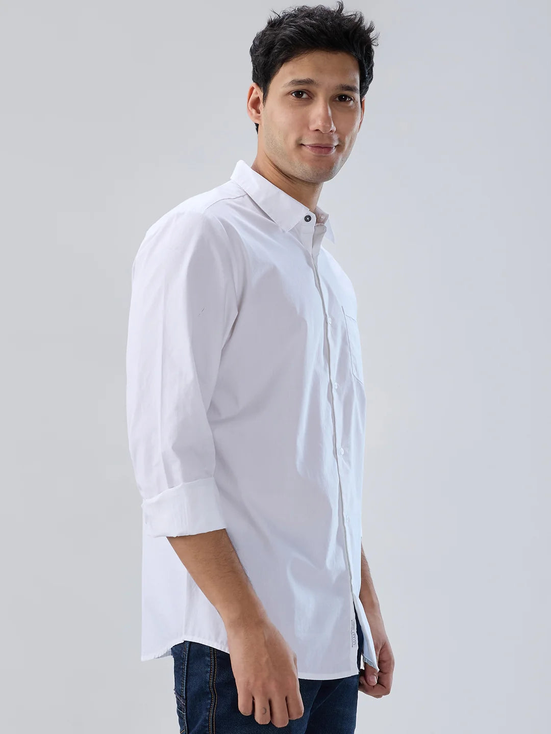 Men Shirt Solid White Regular Fit