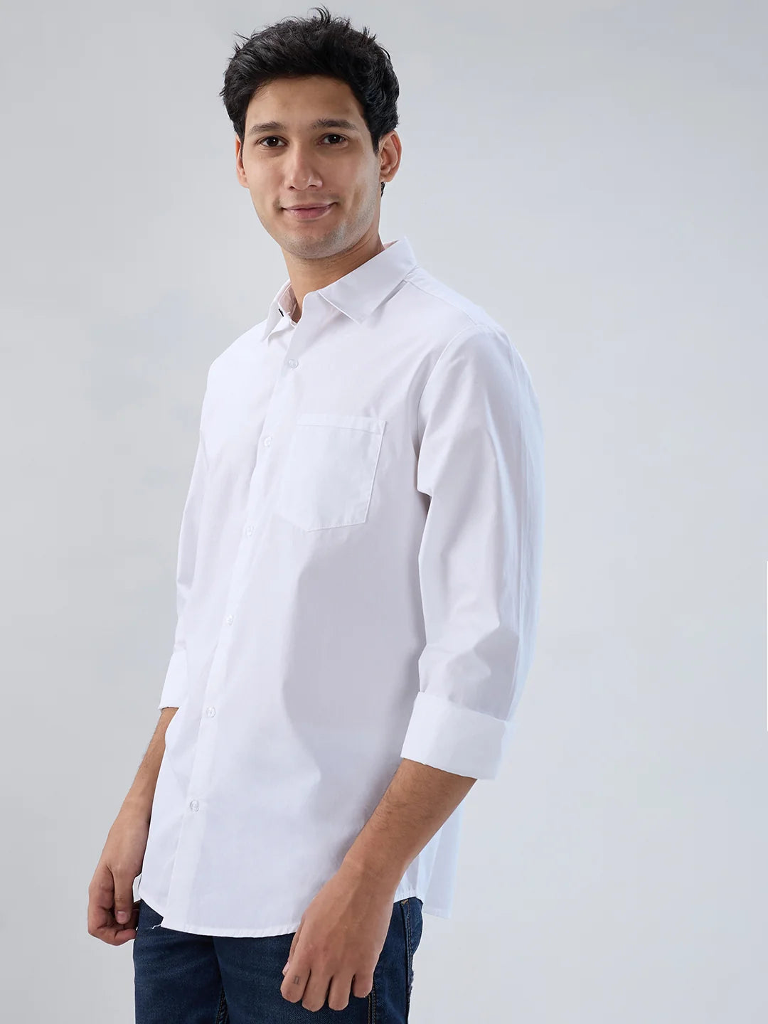 Men Shirt Solid White Regular Fit