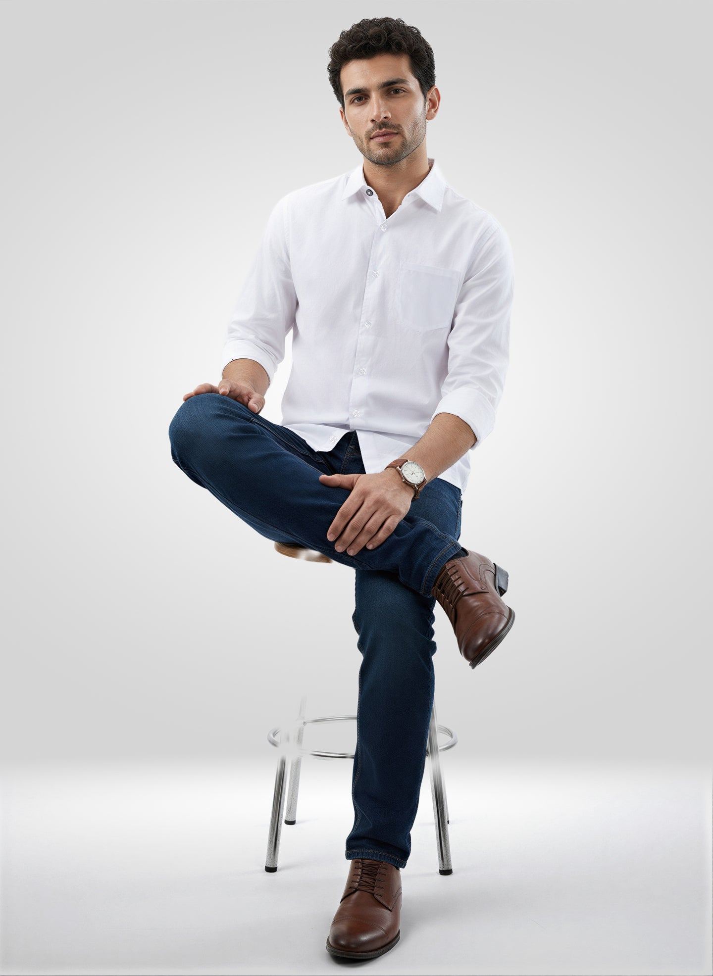 Men Shirt Solid White Regular Fit