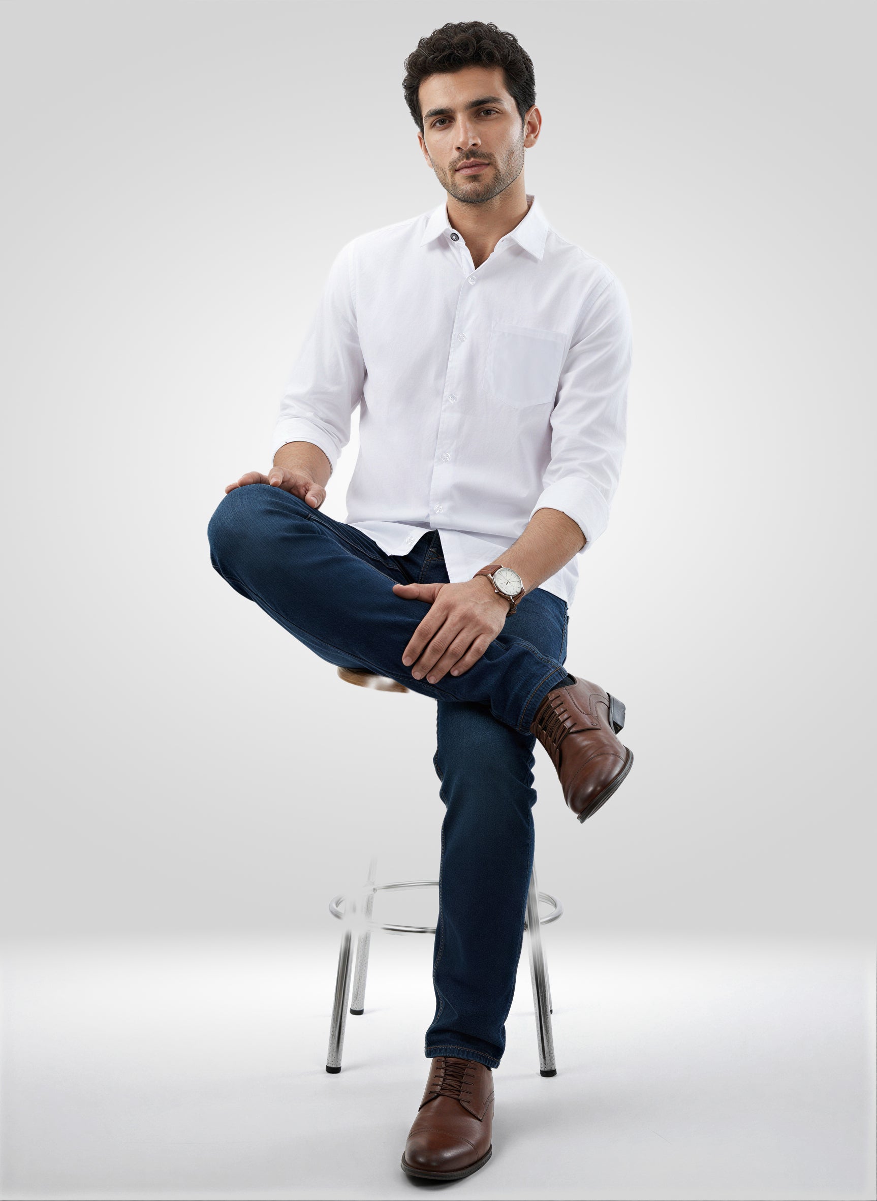 Men Shirt Solid White Regular Fit
