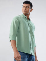 Men Shirt Solid Green Regular Fit