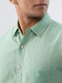 Men Shirt Solid Green Regular Fit