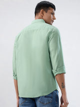 Men Shirt Solid Green Regular Fit