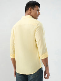Men Shirt Solid Yellow Regular Fit