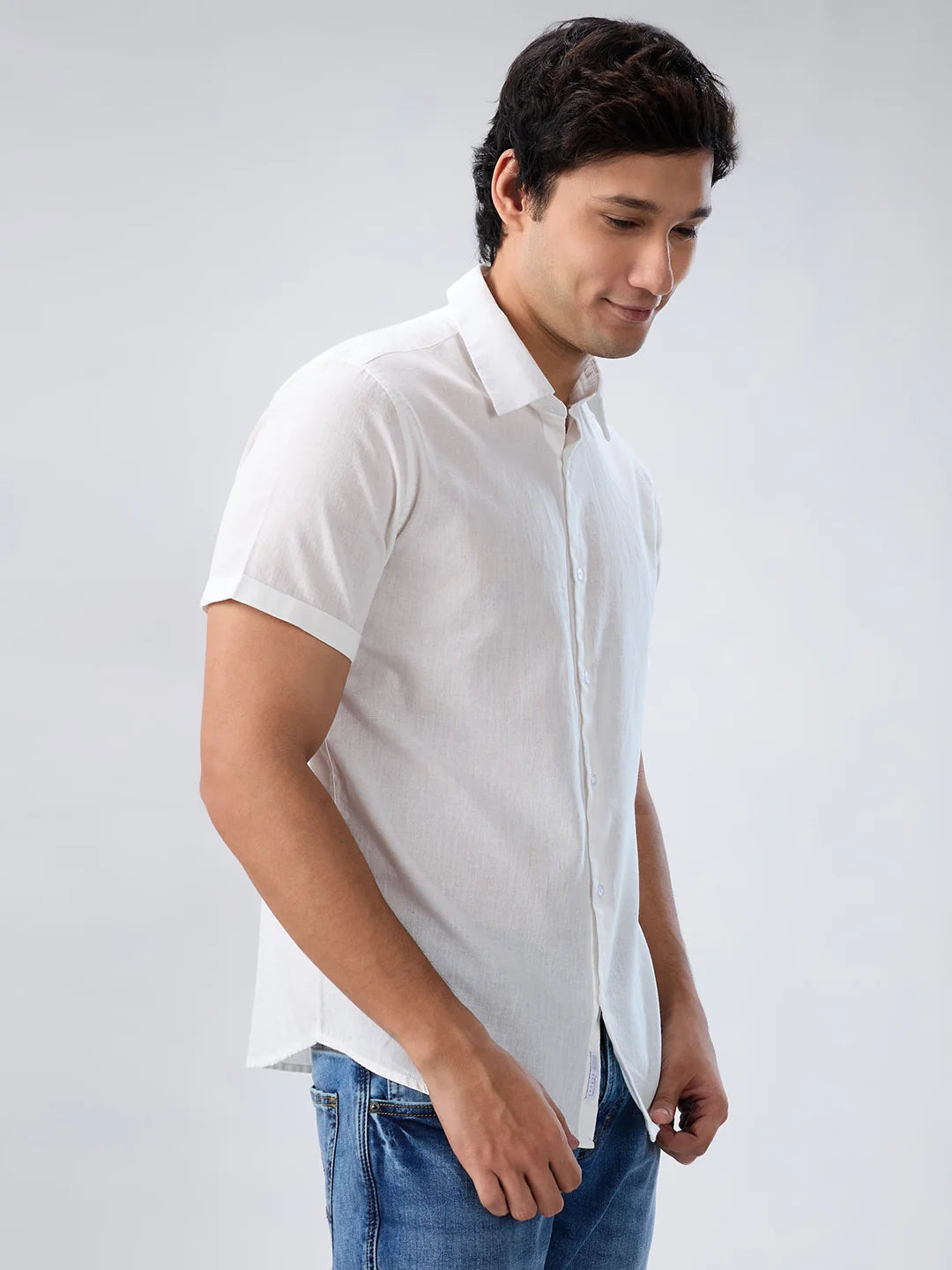 Men Shirt Solid White Regular Fit