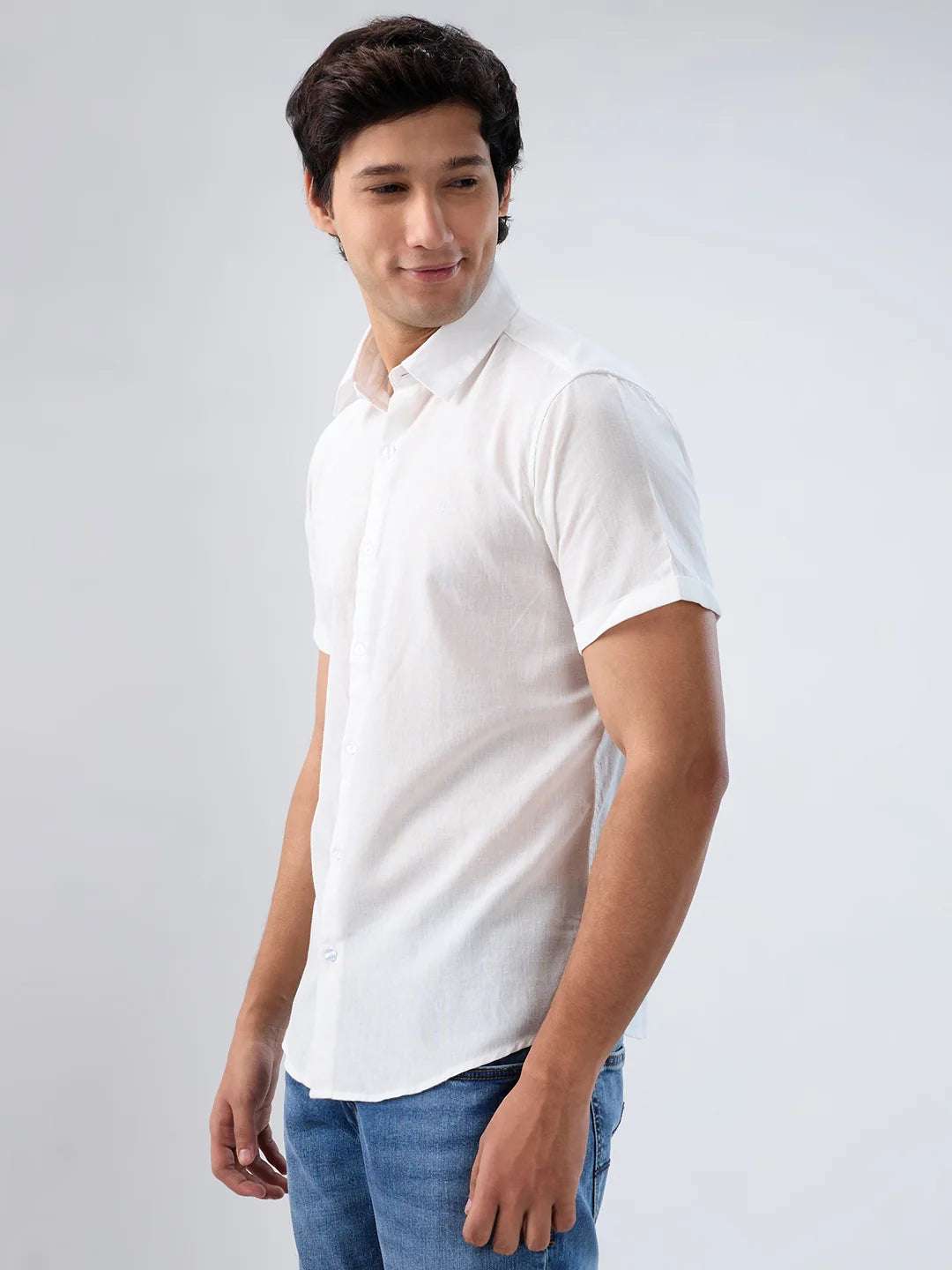 Men Shirt Solid White Regular Fit
