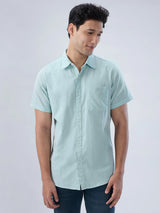 Men Shirt Solid Green Regular Fit