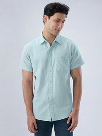 Men Shirt Solid Green Regular Fit