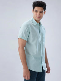Men Shirt Solid Green Regular Fit