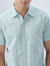 Men Shirt Solid Green Regular Fit