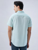 Men Shirt Solid Green Regular Fit