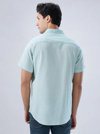 Men Shirt Solid Green Regular Fit