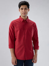 Men Shirt Solid Red Regular Fit