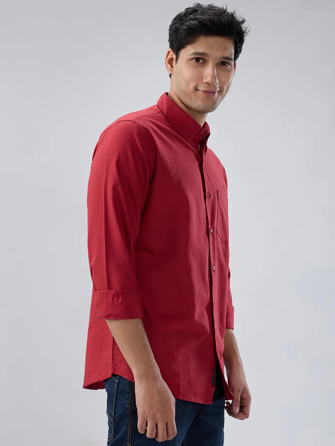 Men Shirt Solid Red Regular Fit