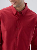Men Shirt Solid Red Regular Fit